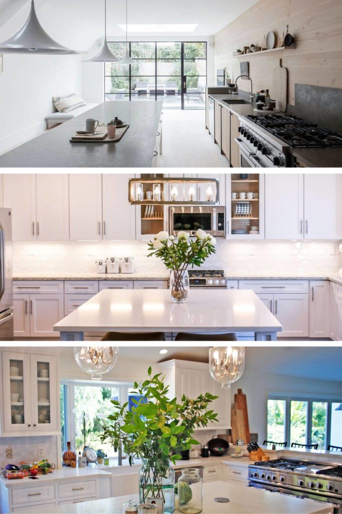 Collage of three beautiful kitchens