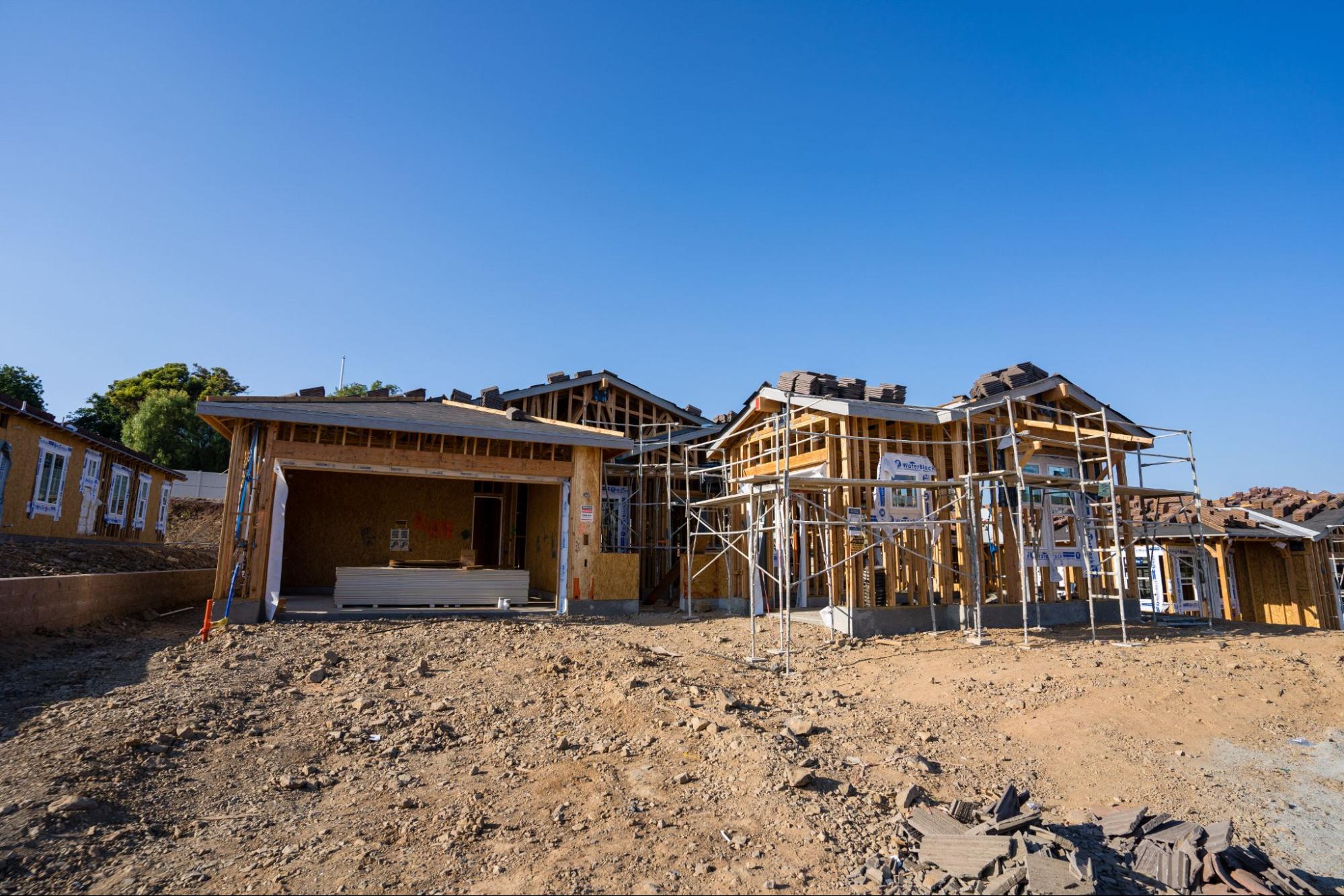 home addition construction in la with new framing attached to the existing home