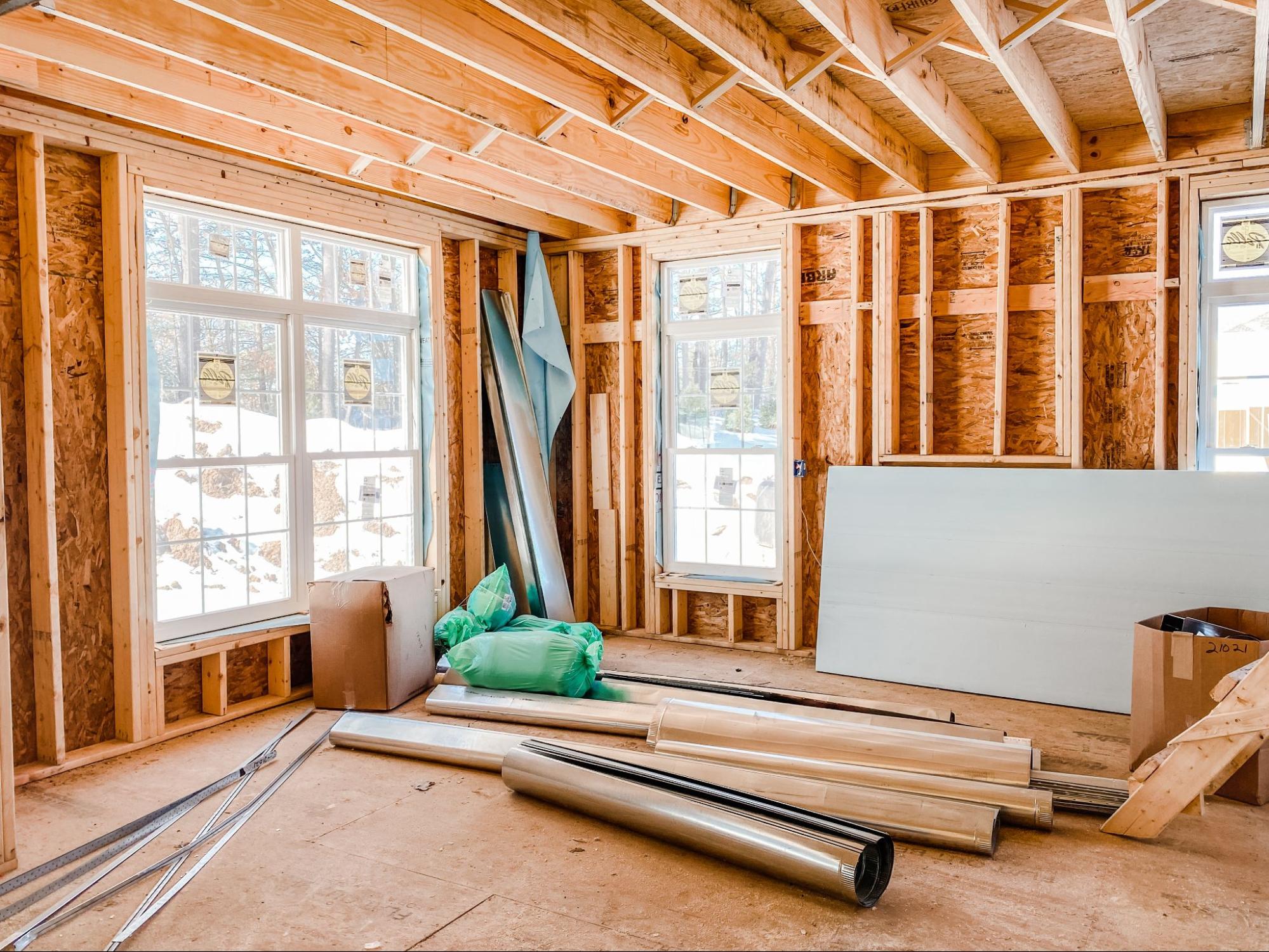 los angeles home during full remodel with structural framing and electrical upgrades.